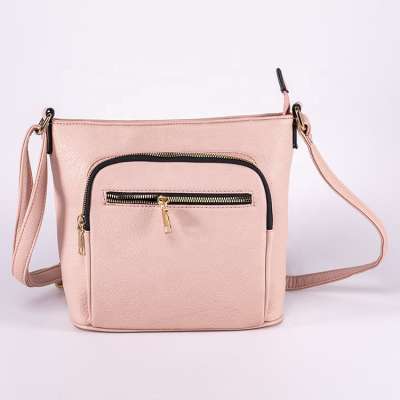 Hot selling custom color metal zipper crossbody shoulder bags for ladies