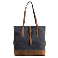 vintage canvas and genuine leather tote bag beach hand bag men business handbag