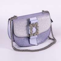 OEM metal flower buckle inclined pu cute shoulder bags for women